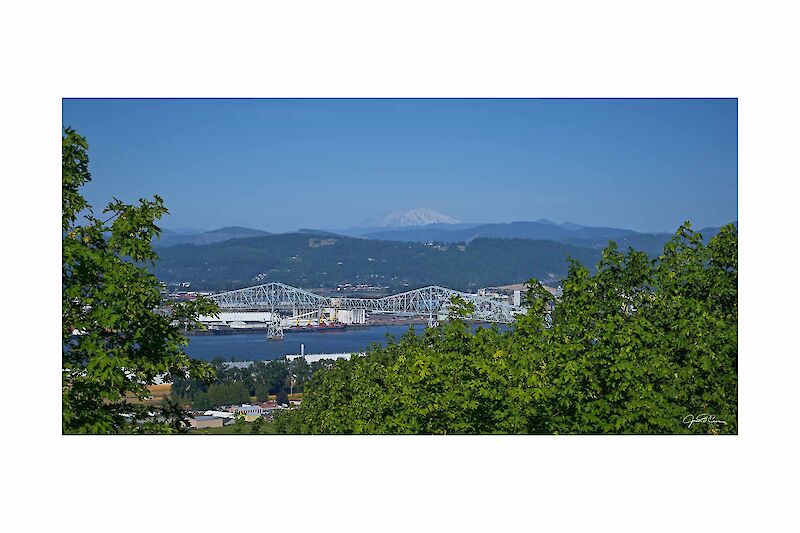 The Lewis and Clark Bridge at Longview, Washington with Mount St. Helens in the background